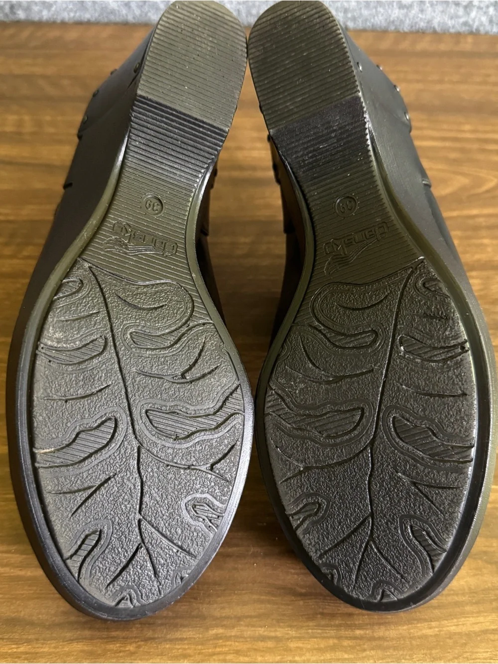 Dansko Franka Mary Jane Wedge Shoes Black Leather Crisscross Straps EU 39